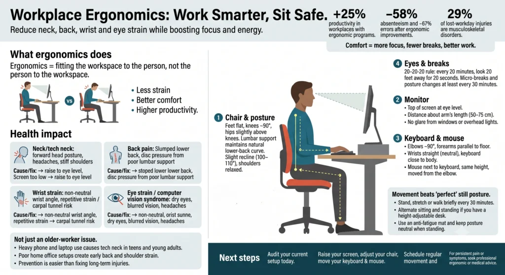 Why the Importance of Ergonomics in the Workplace Goes Far Beyond Comfort Infographic